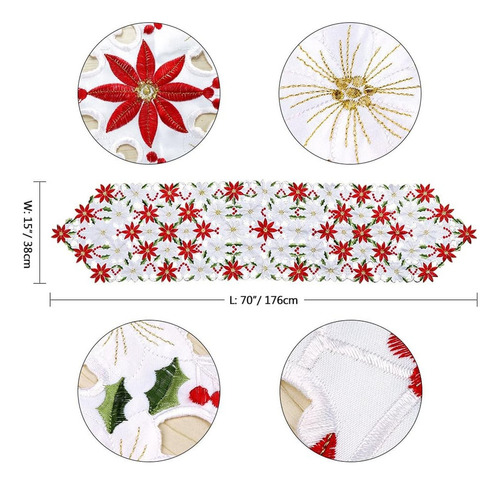 Jidihu Camino De Mesa Noche Buena Navideño Navidad Bordado