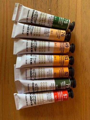 Imagem 2 de 3 de Kit 7 Tintas Óleo Corfix 20ml Vencida Promoção