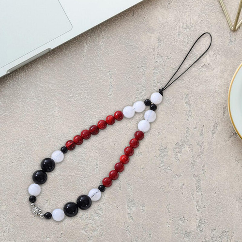 Contas De Charme De Telefone Frisado Branco Vermelho 19cm