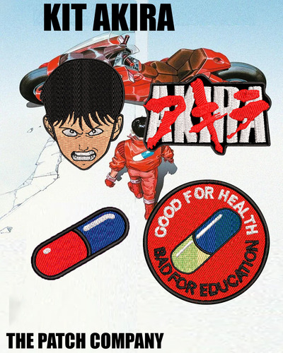 Kit Pack Set 4 Parches Bordados Termoadhesivos Akira Anime Rojo Bordado