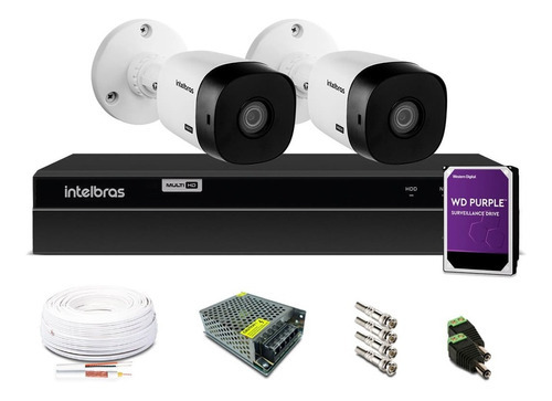 Kit Intelbras 2 Câmeras De Segurança 1080p Dvr 4 Ch Hd 1tb