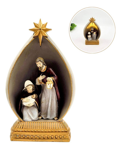 Enfeite De Natal Sagrada Família 23x14x9cm Com Luz - Resina