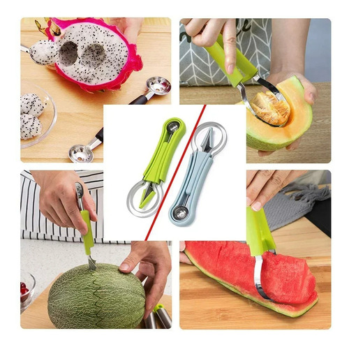 Rebanador De Frutas Melón Sandia 4 En 1 Verde
