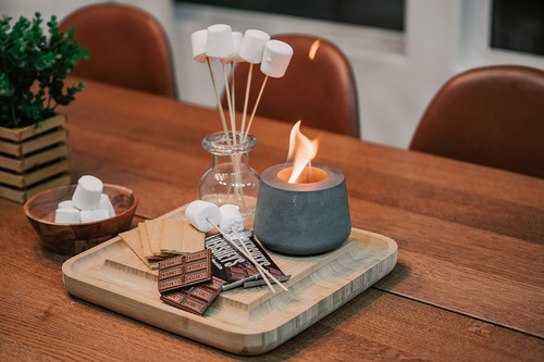 Fogata De Mesa De Hormigón Con Base Gris Claro De 6 Pulgadas