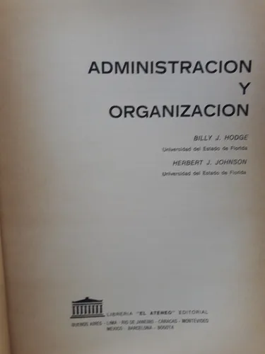 Administración Y Organización. Billy Hodge - Herbert Johnson (Usado)