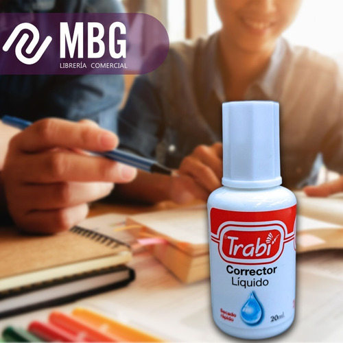 Imagen 4 de 7 de Corrector Liquido 20ml. Trabi En Frasco Con Pincel X 12