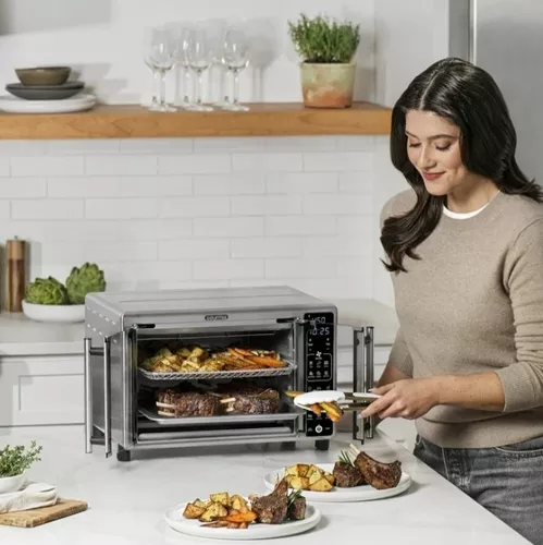 Gourmia Horno tostador con freidora de aire digital XL con puertas  francesas de un solo tirador