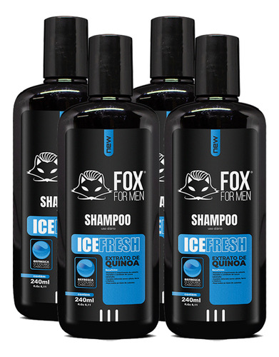 04 Shampoo Icefresh Refrescante Extrato Quinoa  Fox For Men