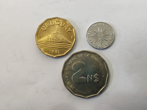 3 Monedas De Uruguay 20 Centésimos 2-5 Pesos (bb118