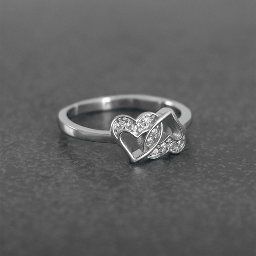 Anillo Para Mujer De Diseño Corazones Enlazados Plata 925