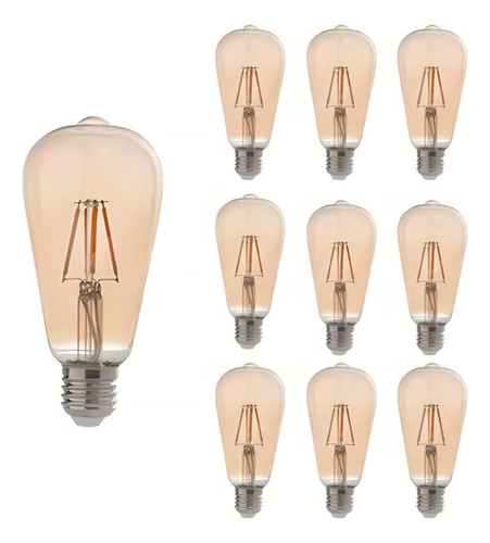 Lâmpada Led Retrô Pera Avant St64 4w 127/220V 10 Unidades Luz Branco-quente