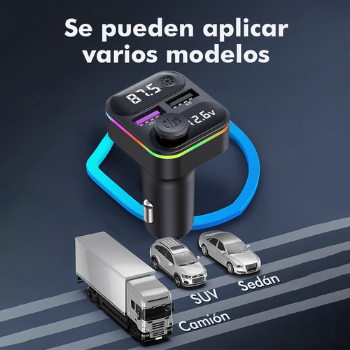 Transmisor Bluetooth Fm De Auto Manos Libres Cargador 2 Usb Bluetooth Auto Adaptador Bluetooth Cargador para Carro