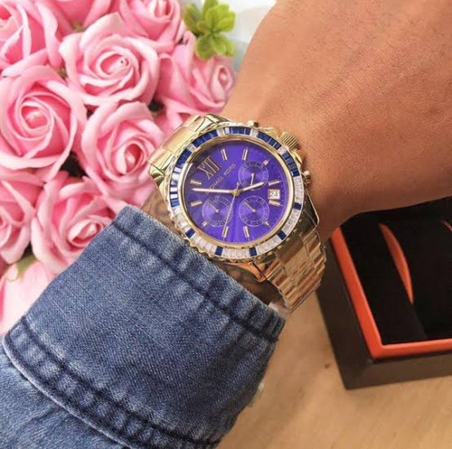 Relógio Michael Kors Mk5754 Everest Orig Chron Anal Goldblue