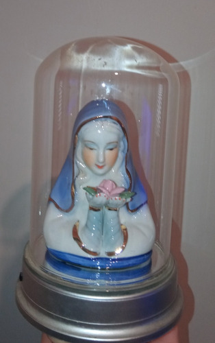 Figura Virgen María, Veladora Con Luz. Mide 13 Cm De Altura