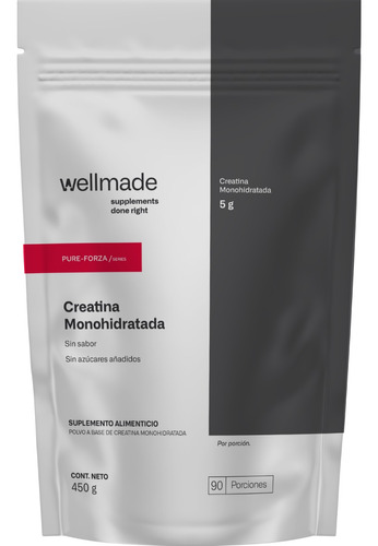 Suplemento Polvo Wellmade Creatina Monohidratada Bolsa 450g