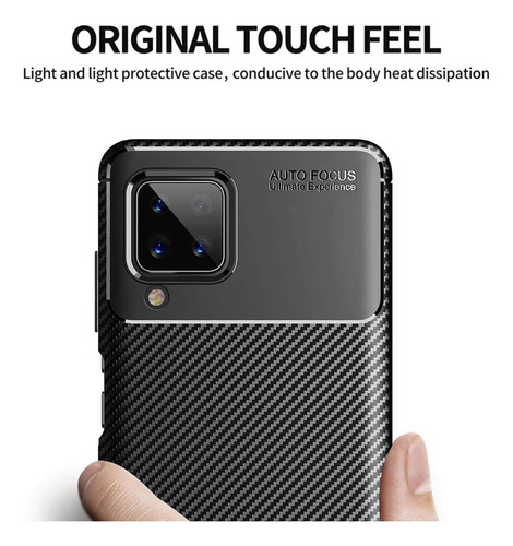 Funda Silicona Fibra Carbono Para Galaxy A12/m12/f12+mica