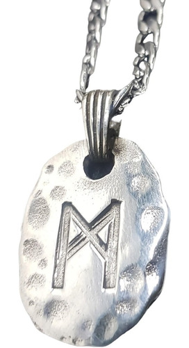 Dije Runa Vikinga Mannaz En Plata 3.5 X 2 Cm 6,5 Gr Art 1178