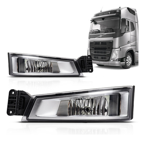 Par Farol Milha Auxiliar Volvo Fh16 13 14 15 Cromado