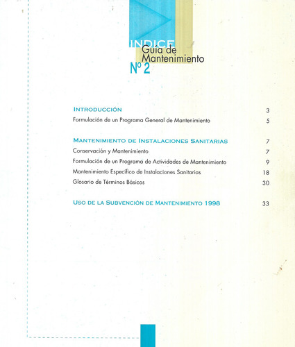 Mantenimiento Instalaciones Sanitarias Y Uso Subvención 1998 (Usado)
