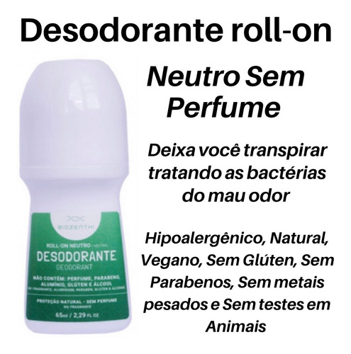 Desodorante Neutro Roll-on 65ml - Sem Alumínio E Parabenos - Sem Testes Em Animais - Vegano