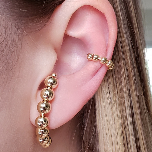 Piercing Bolinhas Pequenas Inteiro Folheada Em Ouro 18k