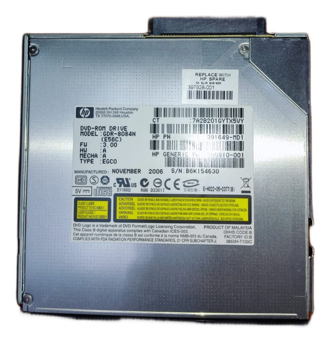 Unidad Dvd Slim Hp 8x Para Portatil Y Servidor