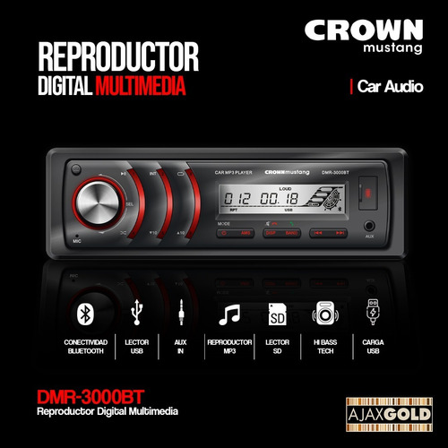 Imagen 3 de 9 de Combo Estereo Auto Bluetooth Usb + Parlantes 60w Rms Hi Bass