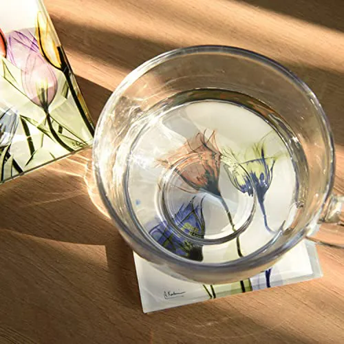 Juego De Posavasos Florales Con Base De Corcho Compatible C