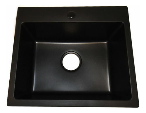 Pileta Simple De Cuarzo Rectangular Color Negro Mate 50x43x2
