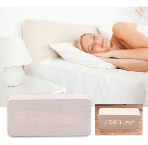 Despertador Digital De Madera De Tomotato Con Puertos De Car