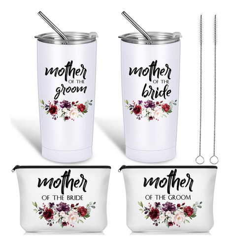 Paquete De 4 Vasos Para Madre Del Novio, Bolsas De Maquillaj