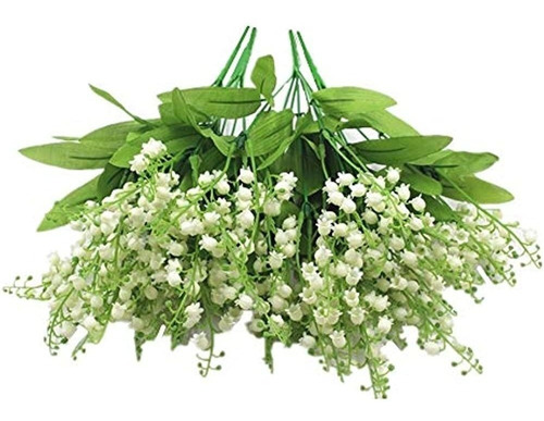 4 Uds. De Flores Artificiales, 7 Ramas, Lirio Blanco De Los 