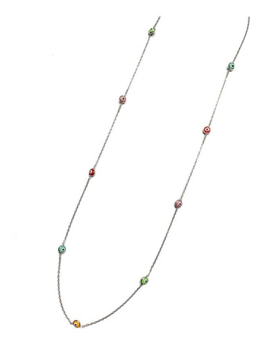 Collar Plata Fina Turca 0.925 En Ojitos Turcos En Colores