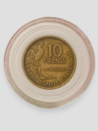 Antigua Moneda De Francia De 10 Francos Año 1951 Encapsulada