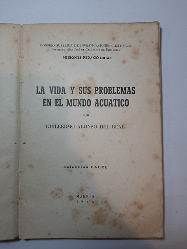 Antiguo Libro La Vida Y Sus Problemas Mundo Acuatico Ro 1052