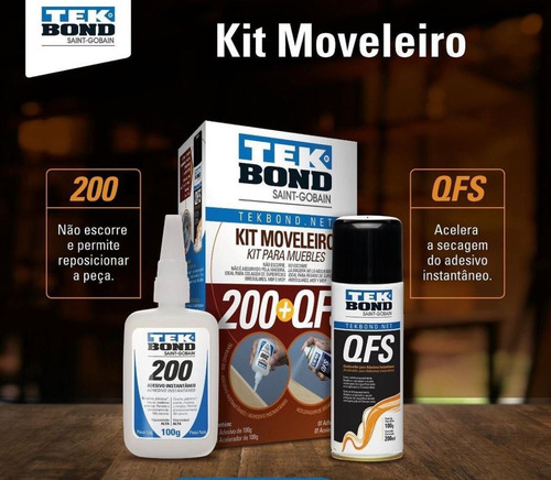 Imagem 4 de 8 de Super Cola Instantânea Kit Mdf Moveleiro + Qfs 200ml Tekbond