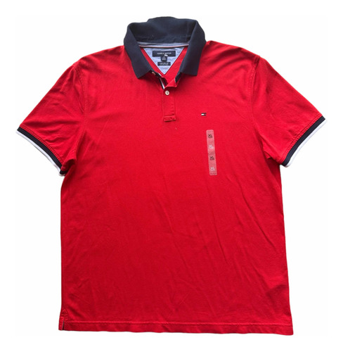 Camiseta Tipo Polo Tommy Hilfiger Hombre F076 Talla Xl Roja