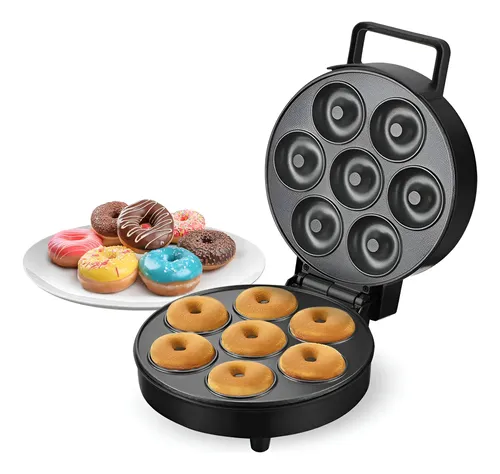 Máquina Donas Suono Mini Donut Maker 7 Unidades Mini Donas Antiadherente 1200w Color Negro