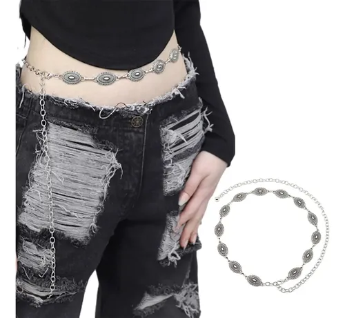Cinturón Vaquero Estilo Western Con Turquesas - Cadena Ajustable Para Mujer, Ideal Para Conciertos Y Looks Country