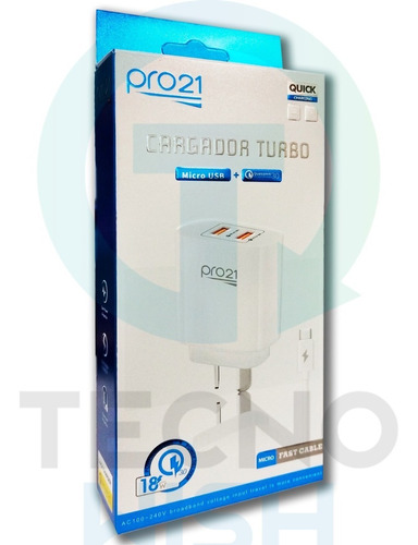 Cargador Turbo Carga Rápida 2 Usb Qualcomm + Cable Micro Usb