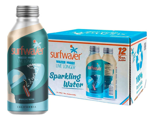 Surfwater, Sparkling Bottled Water  Electrolyte Enhanced, Ph