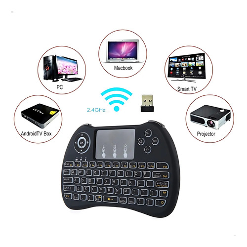 Mini Teclado Wireless Recarregável Com Luzes E Touchpad