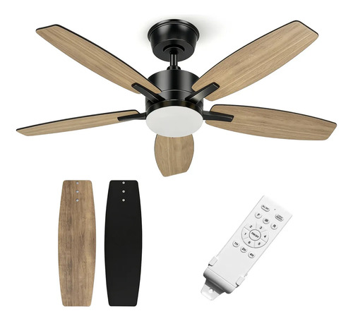 Ventilador De Techo 42 Pulgadas Luz Led Y Control Remoto 1.06 M 50hz / 60hz Negro Negro/café Mdf 5