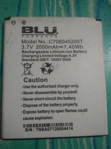 Batería Blu C706045200t 3.7v,200mahd520,d530,l120,l131u Orig