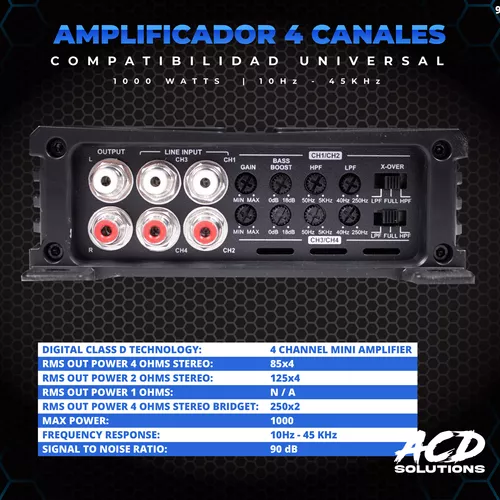 Amplificador Clase D de 4 Canales Para Auto de 1000 Watts NANO – PRODUCTODO