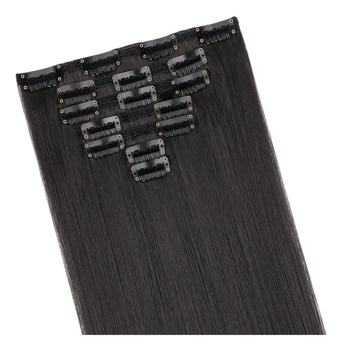 Extensiones De Cabello Con Clip, 7 Piezas, Cabeza Completa, Negro