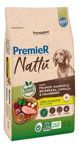 Alimento Premier Nattu Cães Filhotes Frango E Mandioca 10.1kg