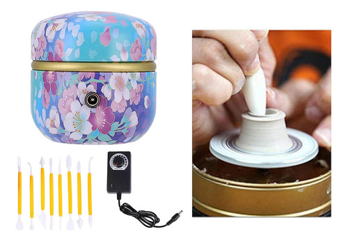 Mini Electric Pottery Wheel Machine, Adjustable Azul Claro
