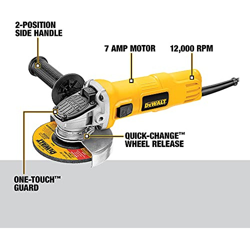 Dewalt Amoladora Angular, Protector De Un Solo Toque, 4-1/2