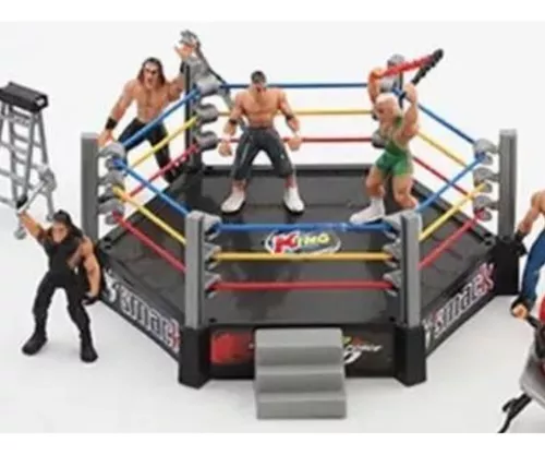 Luta Livre Mma Ring Com 4 Bonecos Miniatura Wwe Championship